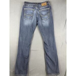 BKE Buckle Jeans Men's 31L (31x35) Blue Jake Straight Leg Denim Stitched Pocket